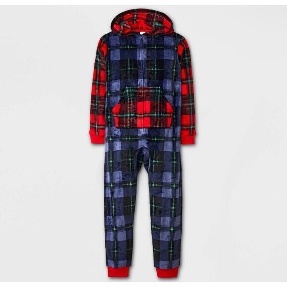 Cat & Jack Kids' Christmas Union Suit - Cat & Jack™ Red/Blue M - Picture 1 of 4